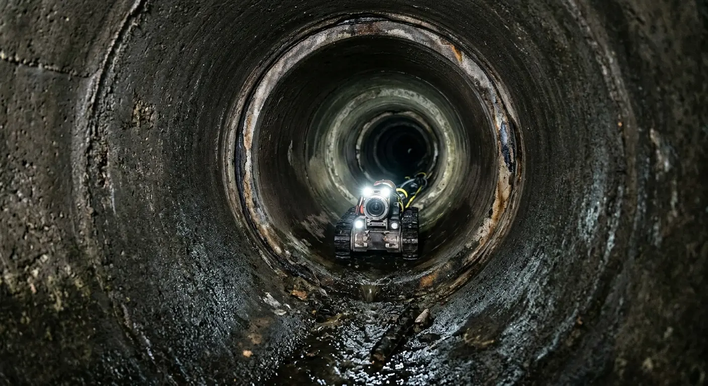 Robotic sewer camera inspecting pipe interior for Drain Snake Service in University Park